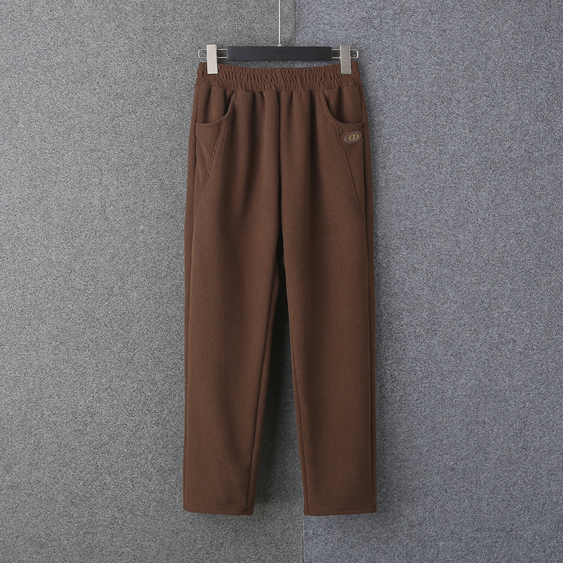 妈妈秋冬高腰运动休闲裤女中老年人冬季薄绒大码裤子百搭显瘦直筒