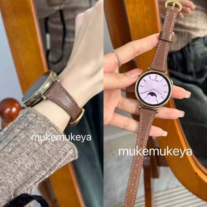 适用华为手表GT5表带gt4马蹄扣watch3Pro皮质小蛮腰gt2真皮腕带