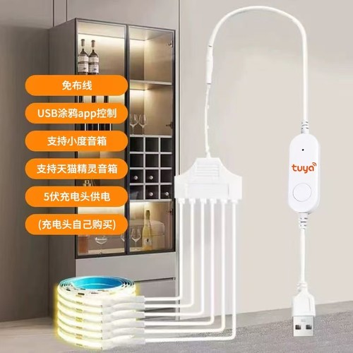 展示柜灯条灯带cob自粘无线衣柜子免接线开槽插电式充电宝USB鞋柜