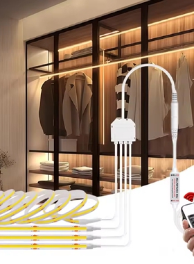 手办展示柜装饰免开槽cob灯条LED灯带USB遥控控制橱柜自粘线条灯