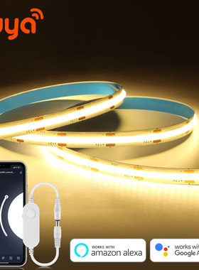 涂鸦智能超亮自粘COB灯带暖光 白光背景氛围装饰12V低压灯条led