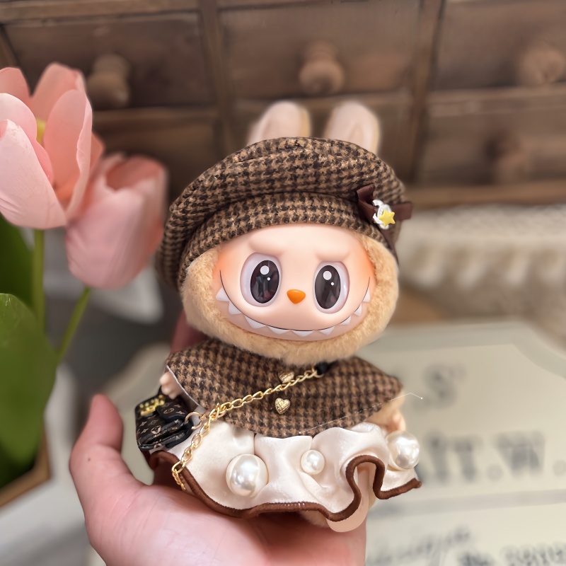 一二代拉布布复古斗篷格子套装