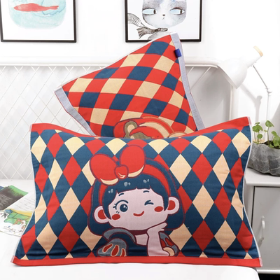 情侣枕巾纯棉家用高档棉纱布红色