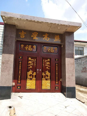 农村定做大门家用烤漆双开铁门乡村庭院门入户双扇中式围墙大铁门
