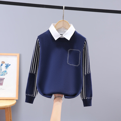 毛衣男童衬衫领秋冬2025新款洋气