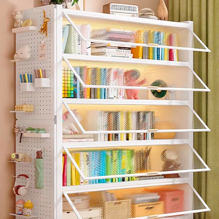 钢制书柜置物柜带门防尘儿童书架落地家用客厅多层展示储物收纳柜