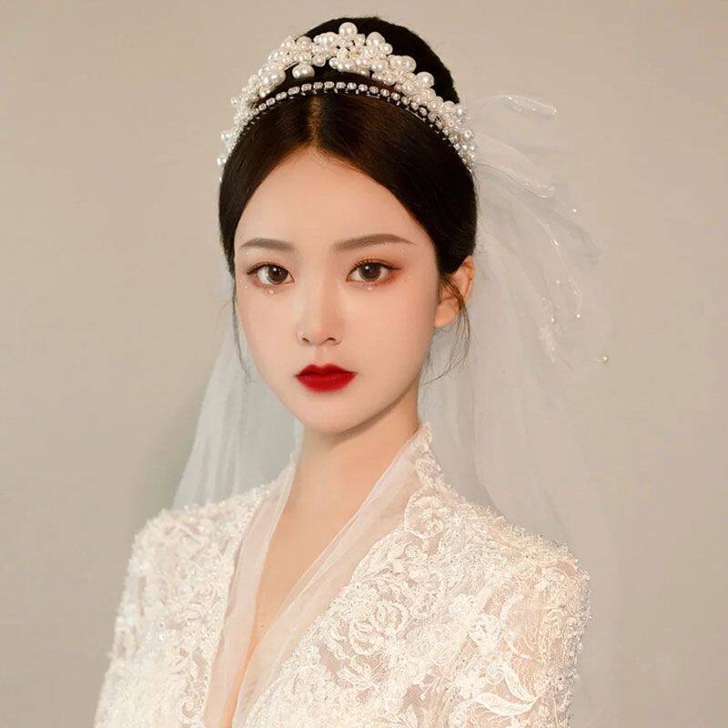 新娘气质复古珍珠水钻大气发箍新款轻奢韩系甜美公主百搭结婚发饰