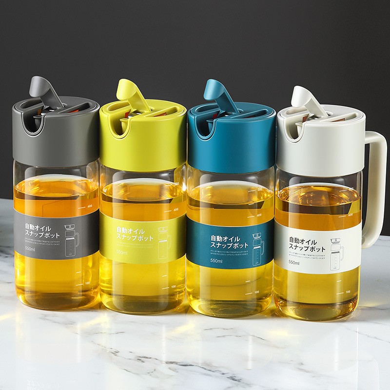 日本LISSA厨房玻璃油壶家用大容量防漏油罐重力自动开合装油瓶550