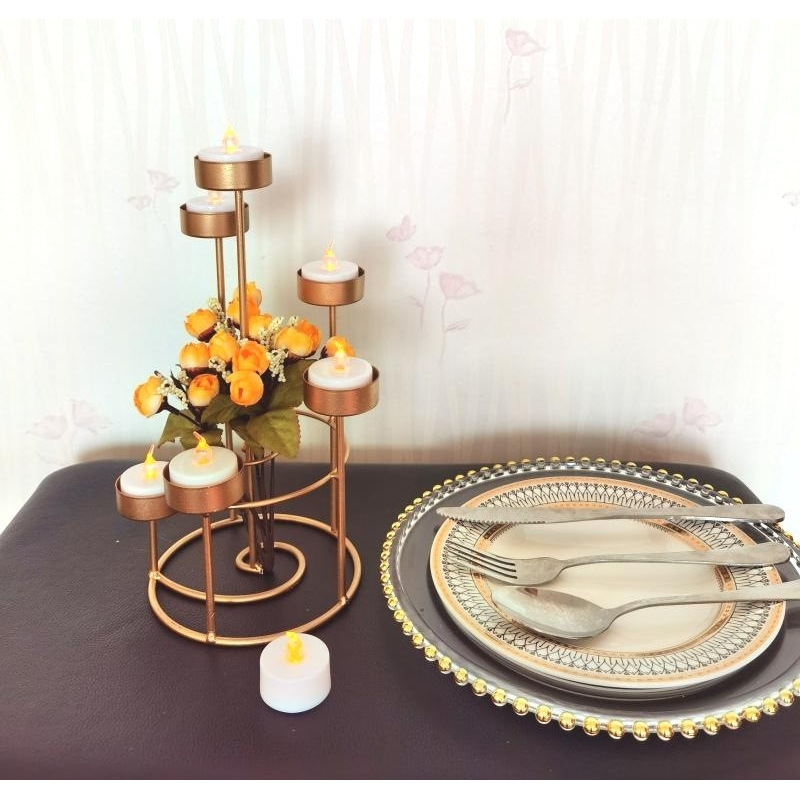 欧式金色蜡烛台烛光晚餐道具铁艺摆件圣诞生日软装饰品 情人节520