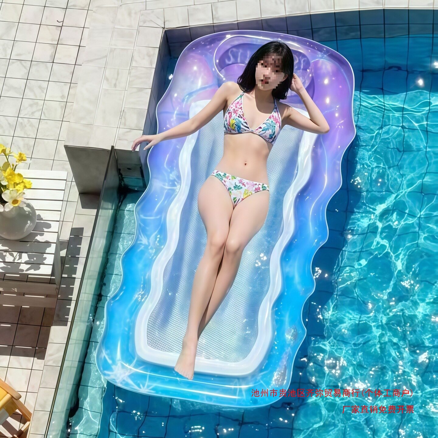 新款游泳圈充气浮床泳圈漂流圈泳池躺椅可折叠水上游乐吊床浮排