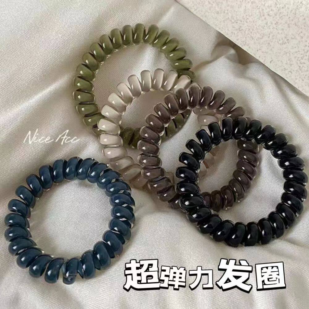 皮筋爆款皮套电话圈头绳螺纹耐用发饰加厚电话线细款高级网红发圈