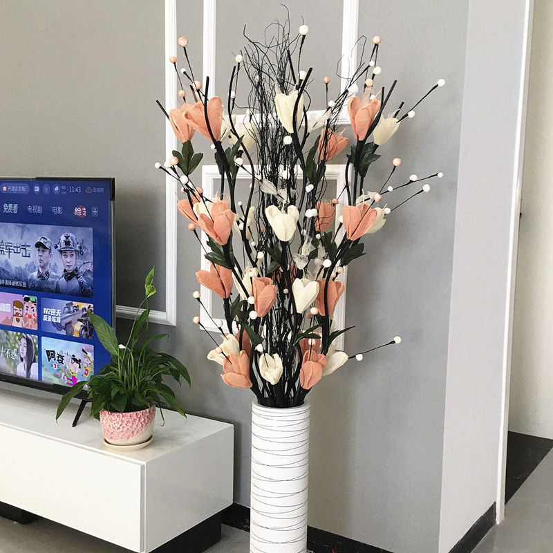 仿真花艺客厅落地假花叶脉干花花束插花家居室内装饰品套装摆设件