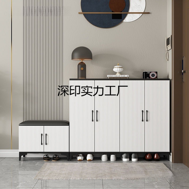 轻奢入户鞋柜家用门口可坐式带换鞋凳阳台进门玄关大容量客厅鞋架