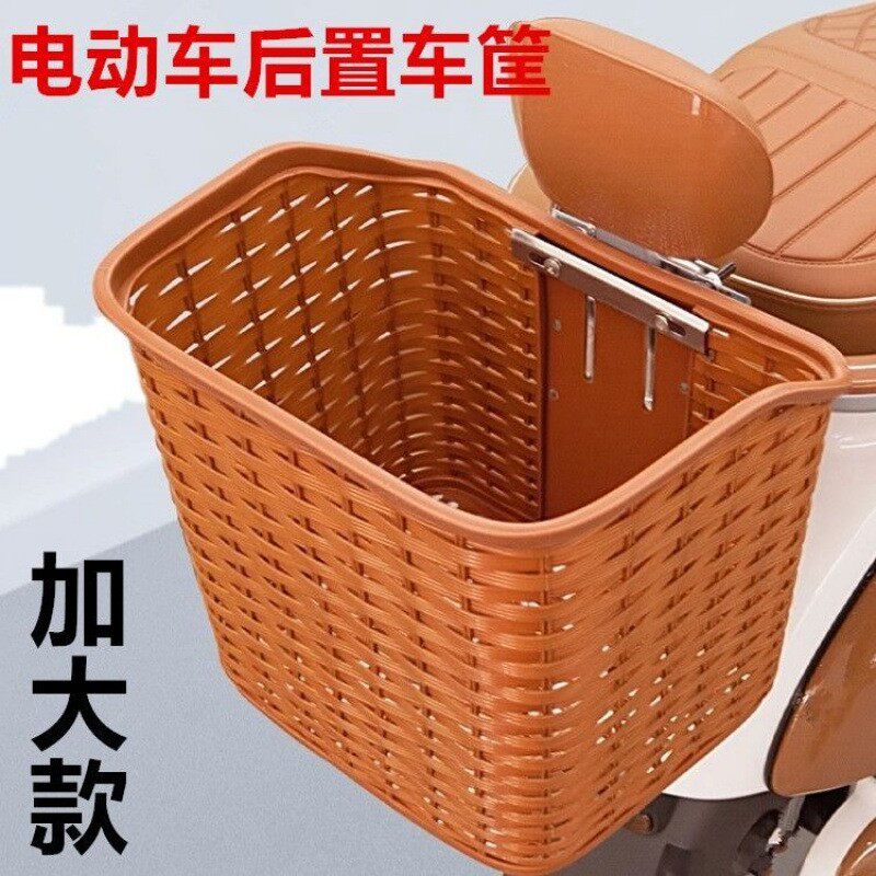 电动车后置车筐摩托车后尾挂篮置物加大书包车篓靠背菜篮子无其他