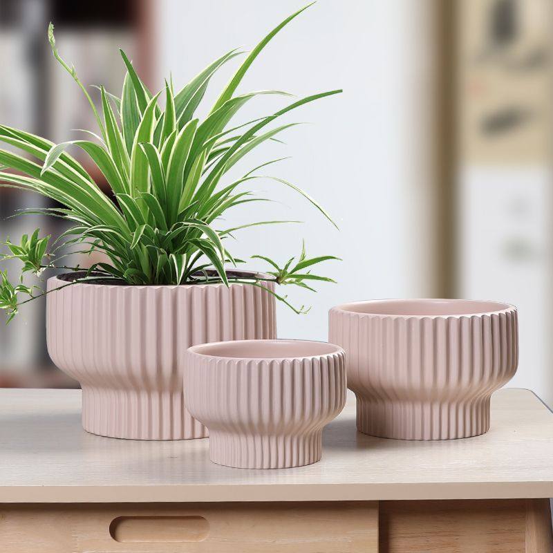 陶瓷花盆亚光欧式创意竖纹高脚阳台客厅桌面摆件绿植绿萝兰花盆栽,鲜花速递/花卉仿真/绿植园艺,花盆,淘宝优惠券,粉丝福利购,淘宝优惠卷