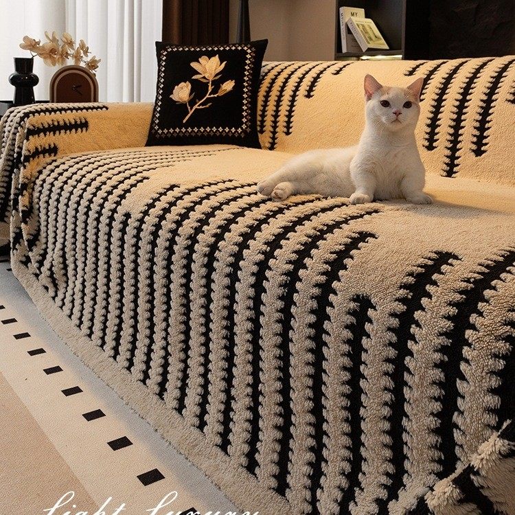 一整张全盖沙发盖布巾2025新款防猫抓坐垫秋冬季毛绒套罩沙发毯子