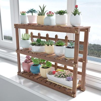 花架阳台窗台办公室桌面实木多肉飘窗小花架子室内客厅多层置物架