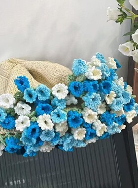手工玫瑰铃兰花束毛毯diy材料包渐变色创意礼物送女朋友闺蜜