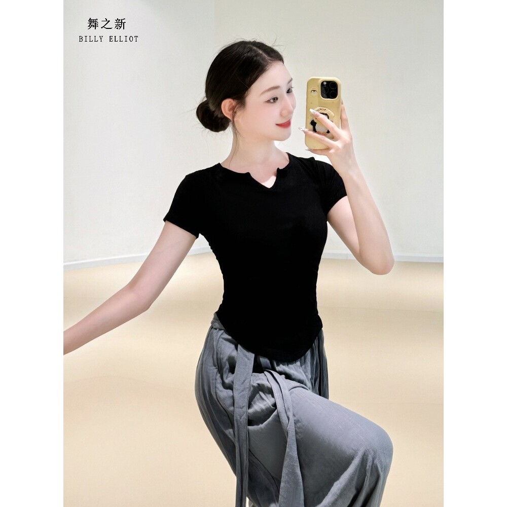 舞蹈上衣女款新款黑色古典舞服装日常可穿形体服夏季现代舞练功服