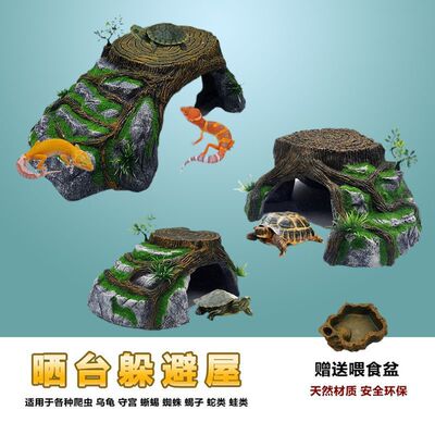 乌龟晒台爬虫箱大号特大号躲避屋守宫角蛙躲避洞蛇窝乌龟遮阳爬台