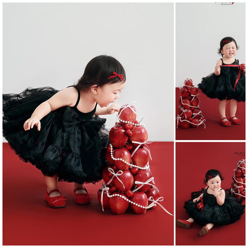 圣诞儿童摄影道具平安果圣诞树蛋糕影楼用宝宝拍照摆件蛇果