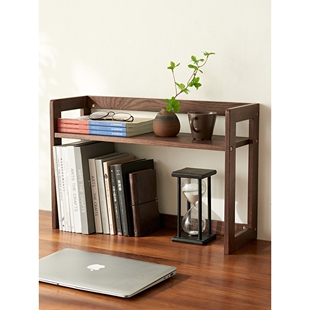 实木桌面书架书桌置物架办公桌上台面收纳木质双层飘窗小收纳架子