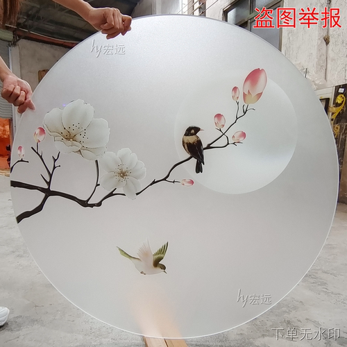 定制双面透光玻璃屏风玄关装饰画