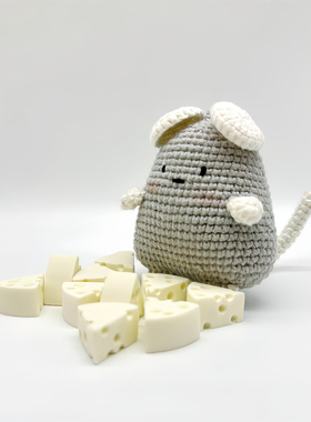 饭团鼠挂件手工钩织ins灰色老鼠钥匙扣包挂车挂灵魂配饰创意礼物