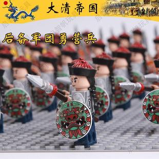中国古代士兵积木人国潮清朝人仔古风清朝兵积木益智小颗粒人仔玩