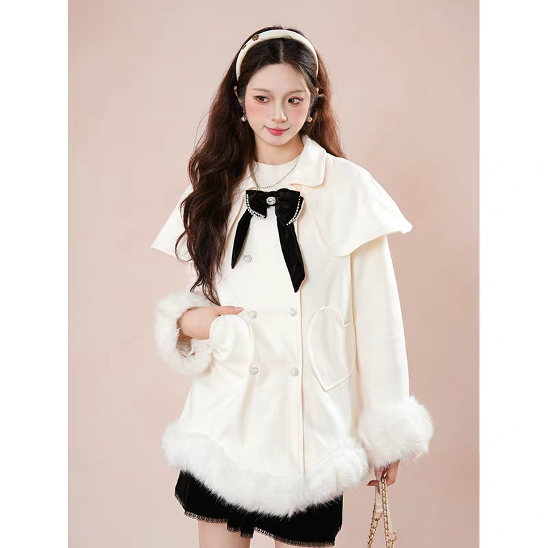 法式时髦高级感小众蝴蝶结毛呢外套冬季新款网红气质名媛呢子大衣,女装/女士精品,时尚套装,淘宝优惠券,粉丝福利购,淘宝优惠卷