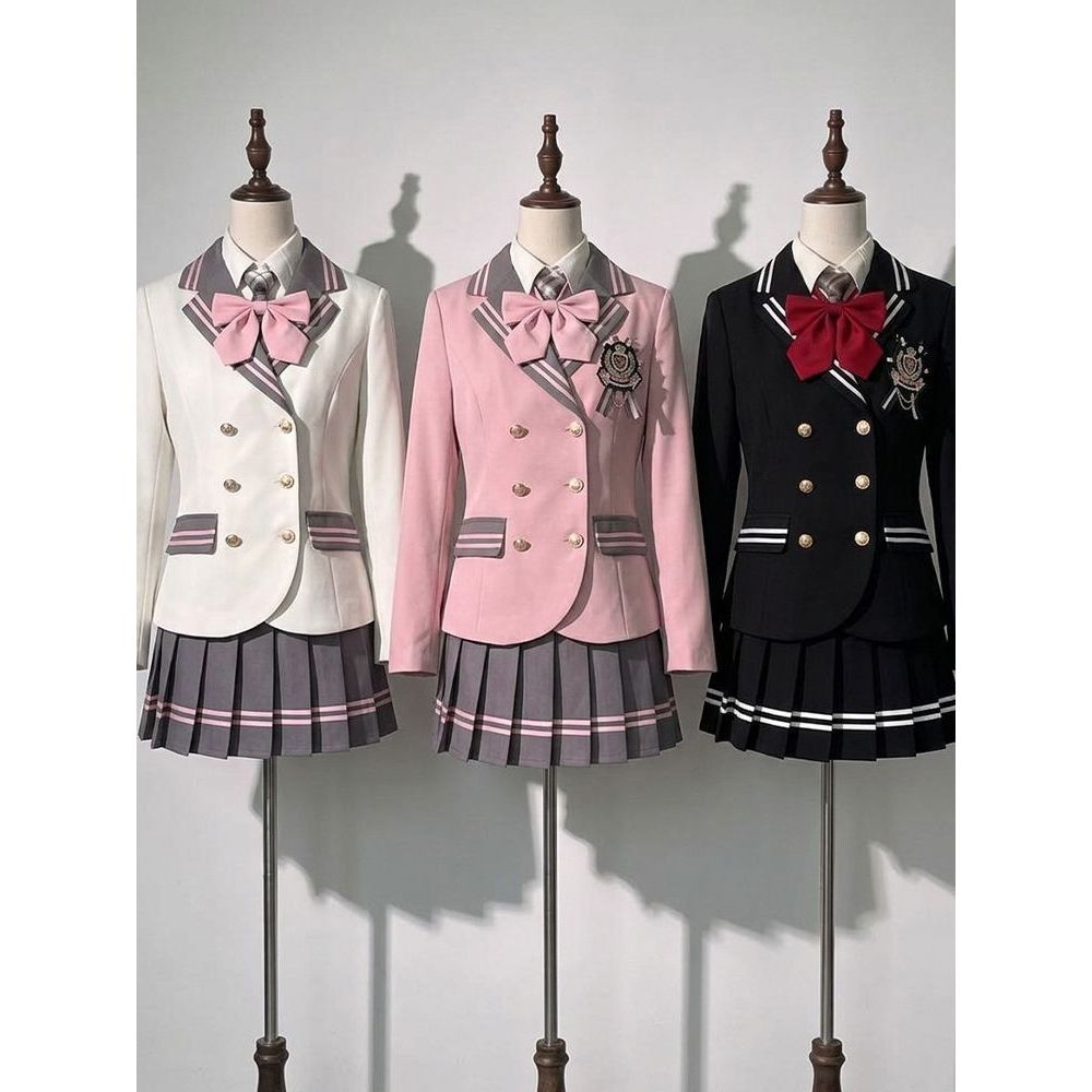 【星途学园】日系偶像风多色撞色领边西装外套+百褶裙甜妹JK制服