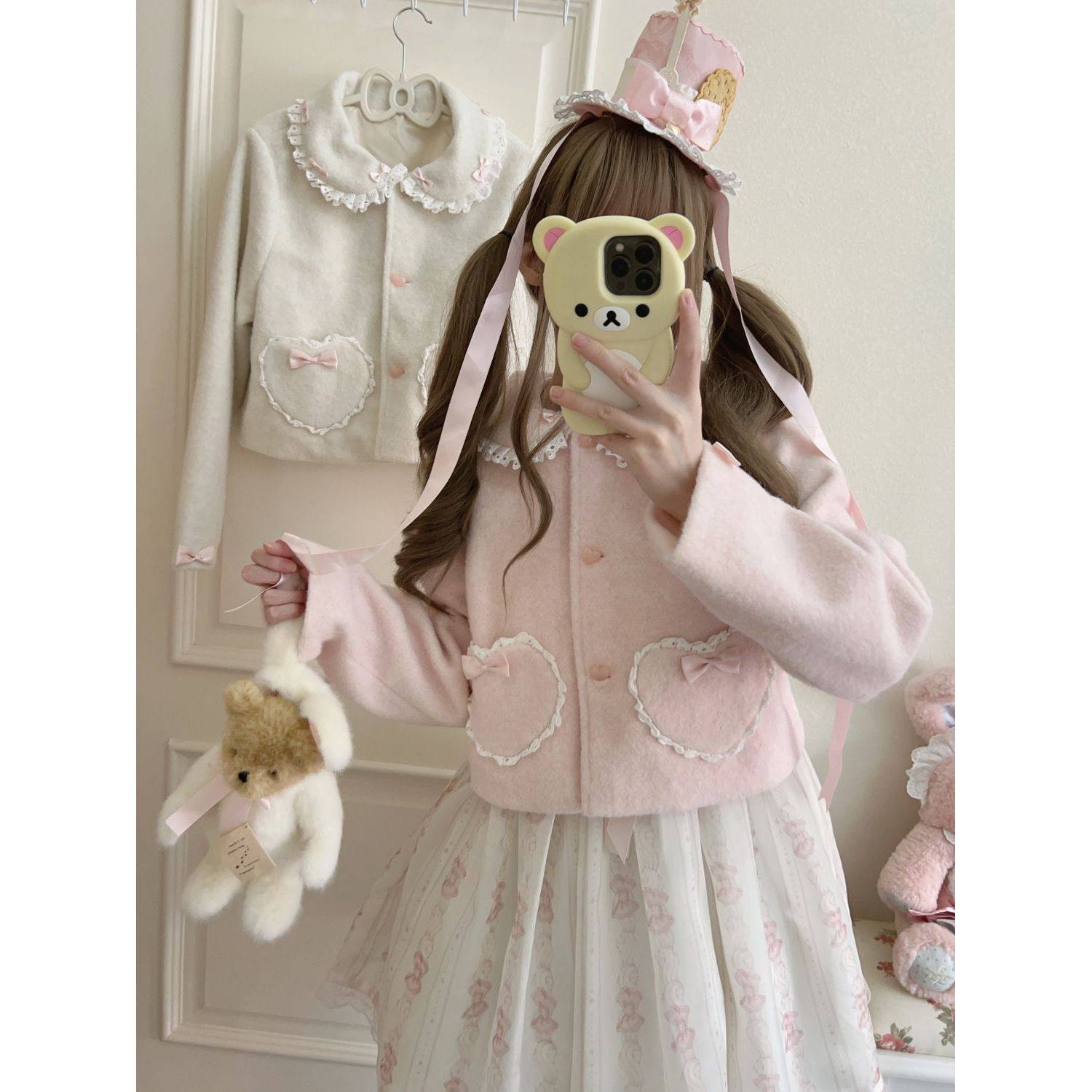 古早感Lolita甜系娃娃领蝴蝶结大衣冬季新款可爱短款长款毛呢外套,女装/女士精品,毛呢外套,淘宝优惠券,粉丝福利购,淘宝优惠卷