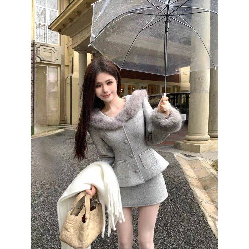 【北欧初雪】千金气质小香风收腰外套半裙套装温柔氛围感两件套女,女装/女士精品,时尚套装,淘宝优惠券,粉丝福利购,淘宝优惠卷