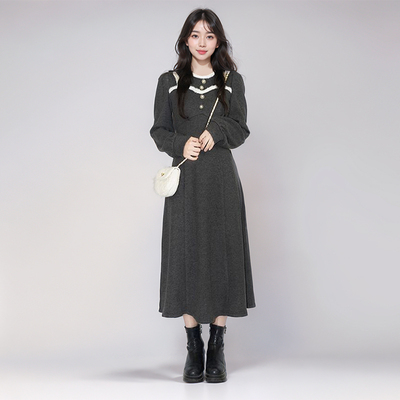 “玛丽日记”设计感韩版气质冬季内搭A字连衣裙女秋冬新款内搭裙
