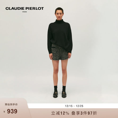 CP女装黑色慵懒羊绒针织衫