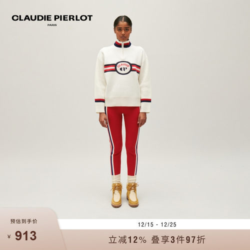 CP女装半高领条纹毛针织衫