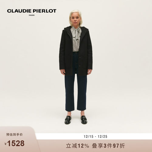 CP休闲简约纯色连帽纽扣宽松外套