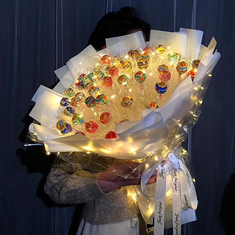 情人节 网红棒棒糖花束diy材料包生日礼物手捧手工糖果61儿童节