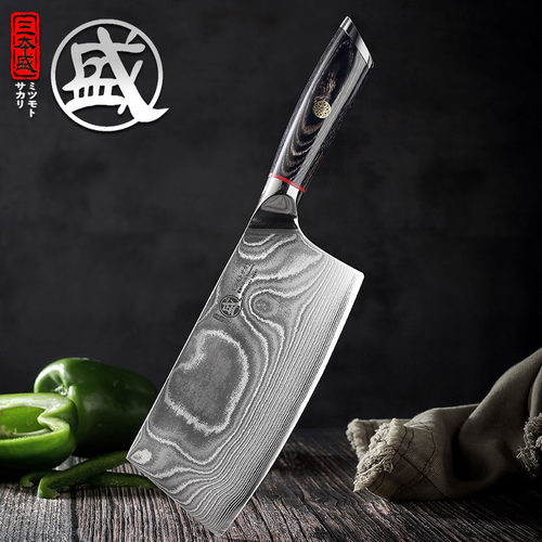 三本盛大马士革中式风厨房切片刀