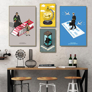 欧美电影海报装饰画极简主义私人影院挂画这个杀手不太冷卡通壁画