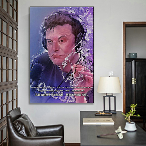 办公室ElonMusk挂画励志企业家马斯克装饰画公司工作室走廊壁画