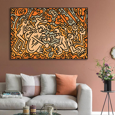 涂鸦抽象艺术挂画客厅卧室Mrdoodle小众潮流装饰画波普潮牌壁画