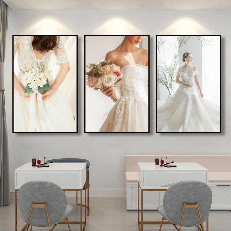 婚纱店挂画摄影工作室摄影楼照相馆装饰画婚纱礼服设计造型壁画