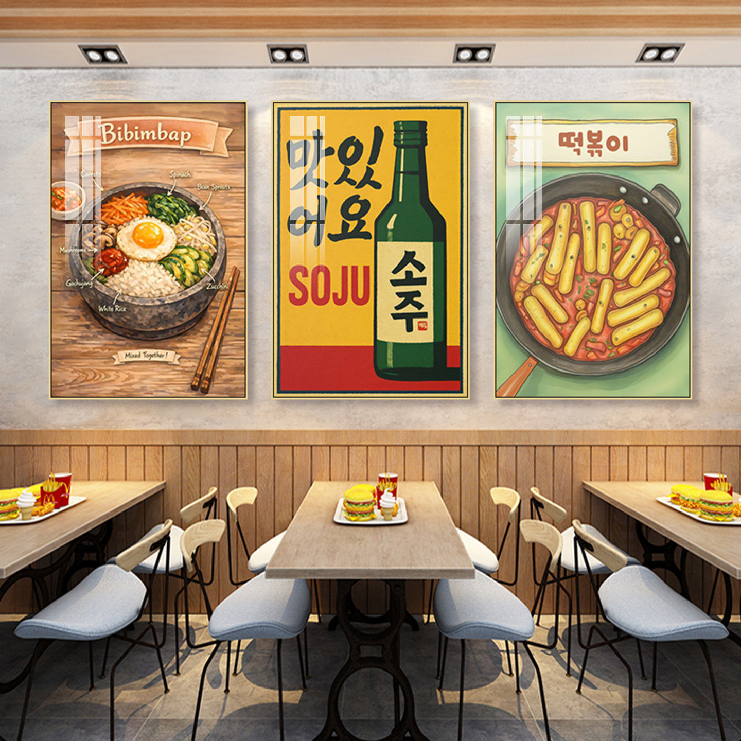 韩式烤肉店美食装饰啤酒屋火锅拉面店挂画画韩国料理饭厅壁画