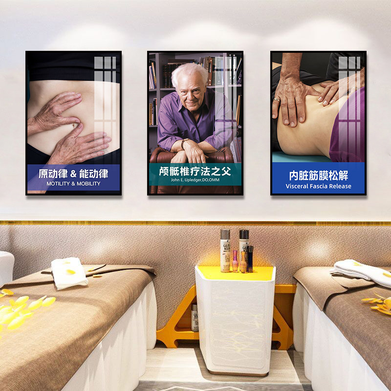 内脏松弛术装饰画颅骶疗法诊所墙面挂画康复中心理疗室背景墙壁画