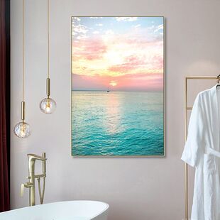 酒店民宿海景套房装 饰画海洋风景餐厅挂画卫生间浴室沙滩贝壳壁画