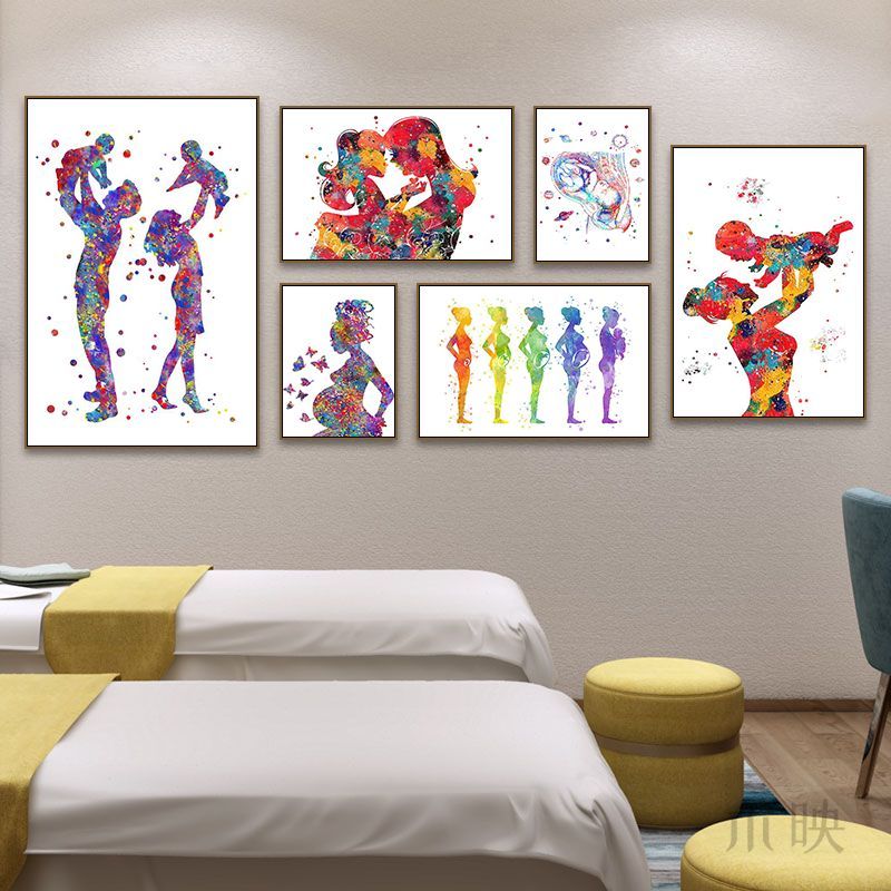 母婴室装饰画医院妇产科怀孕过程产后盆骨修复挂画月子中心壁画