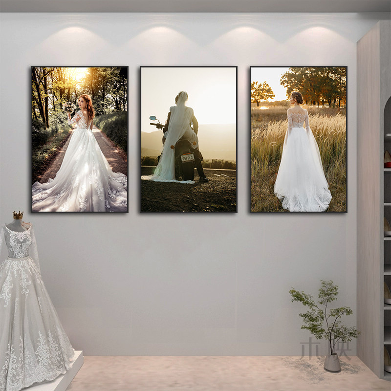 婚纱店墙面装饰画婚庆化妆工作室摄影棚挂画结婚礼服店照相馆壁画