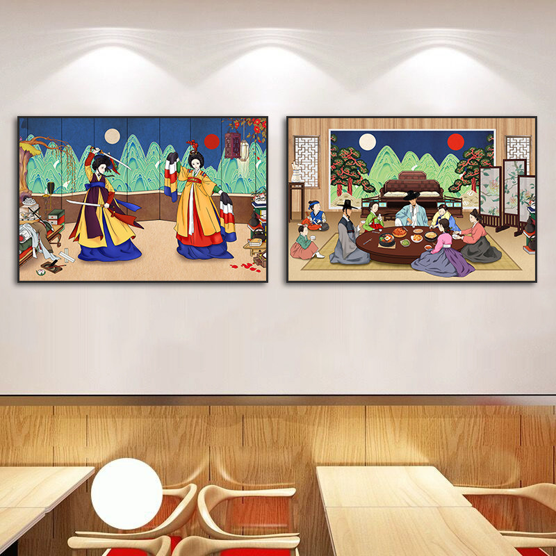韩国烤肉店挂画料理店韩风壁画