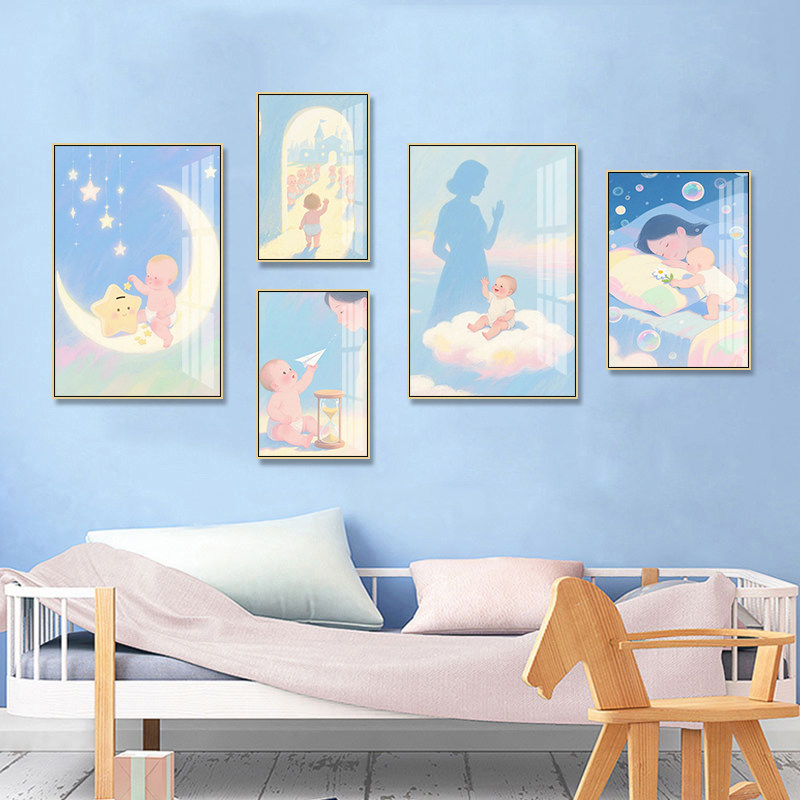 母婴室装饰画母婴用品店奶粉店挂画妇产科月子中心亲子卡通壁画